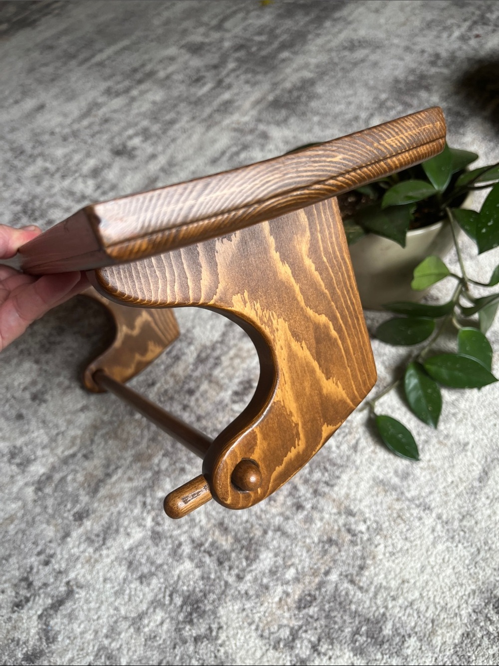 Vintage Wood Shelf paper towel holder Warm Brown - Picture 4 of 8